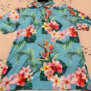 Bad Birdie Vibrant Floral Polo Shirt